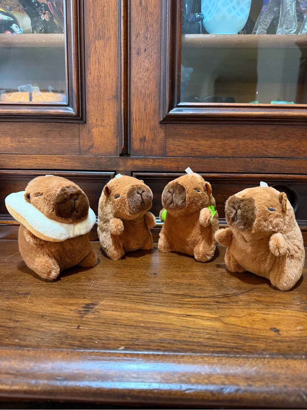 Plush Capybara Small Pet Toy - Brown Plush Collectible- Set of 4